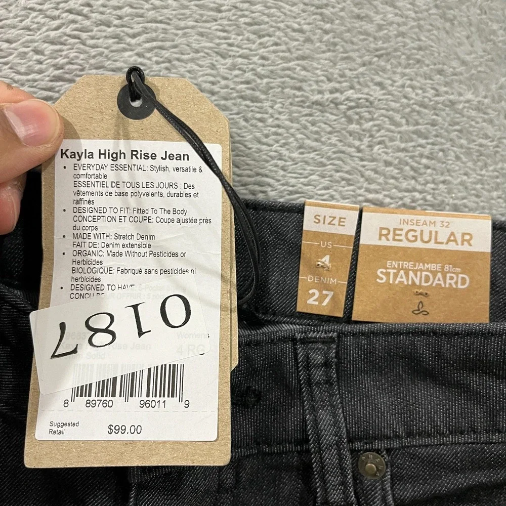 Prana Kayla High Rise Jeans Women's 4 27  Pants Stretch Denim 32